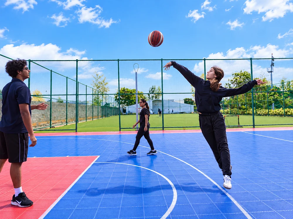 Outdoor Court Basketball Action