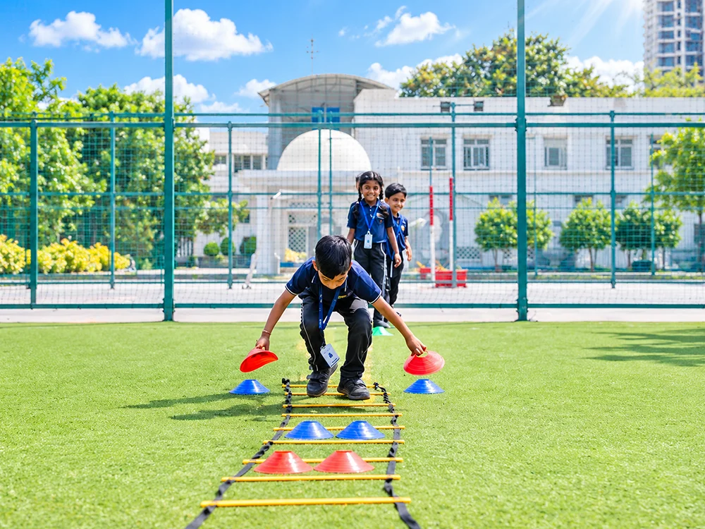 School Agility Training on Sunny Turf
