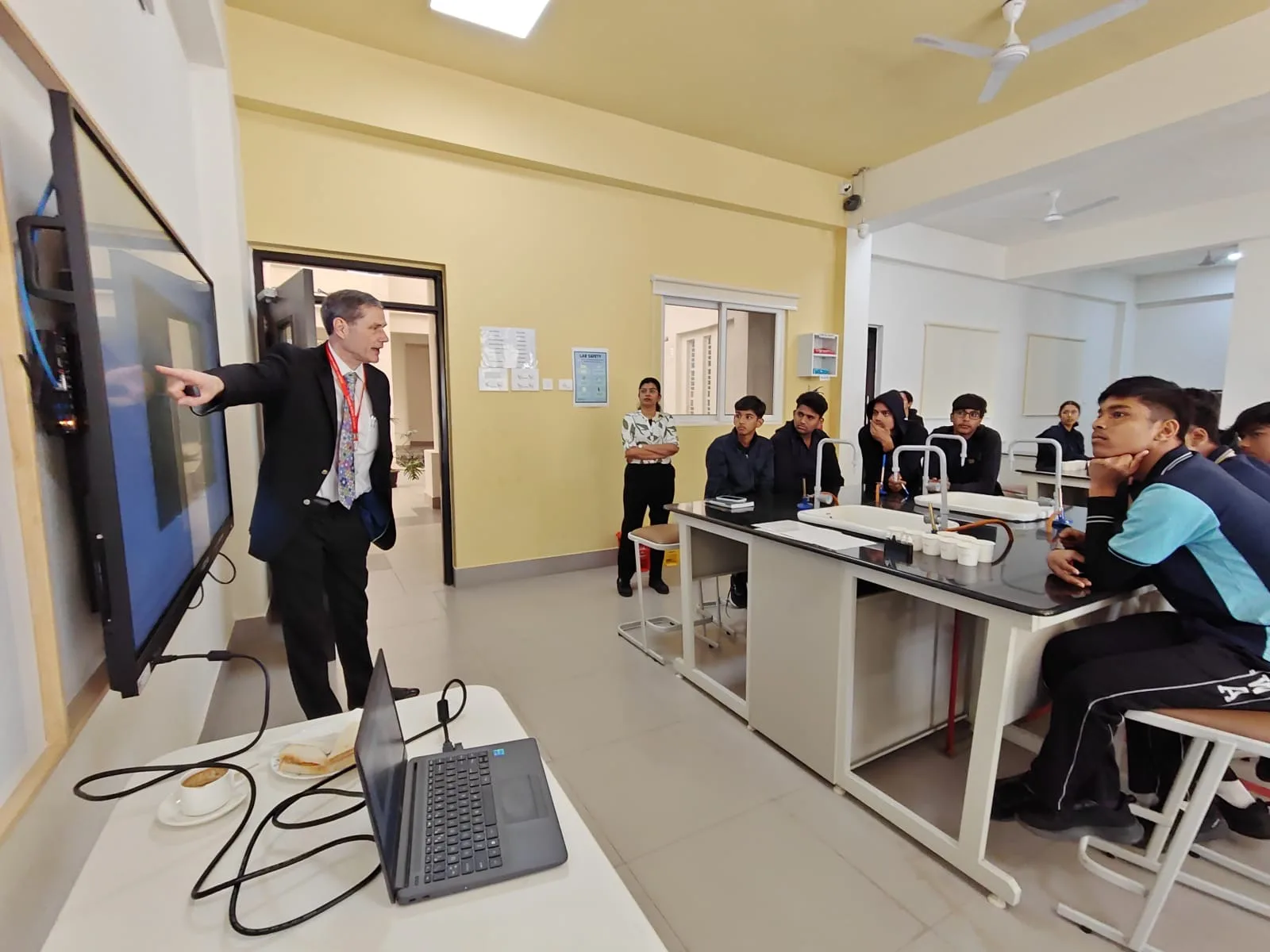 A university representative leading an information session